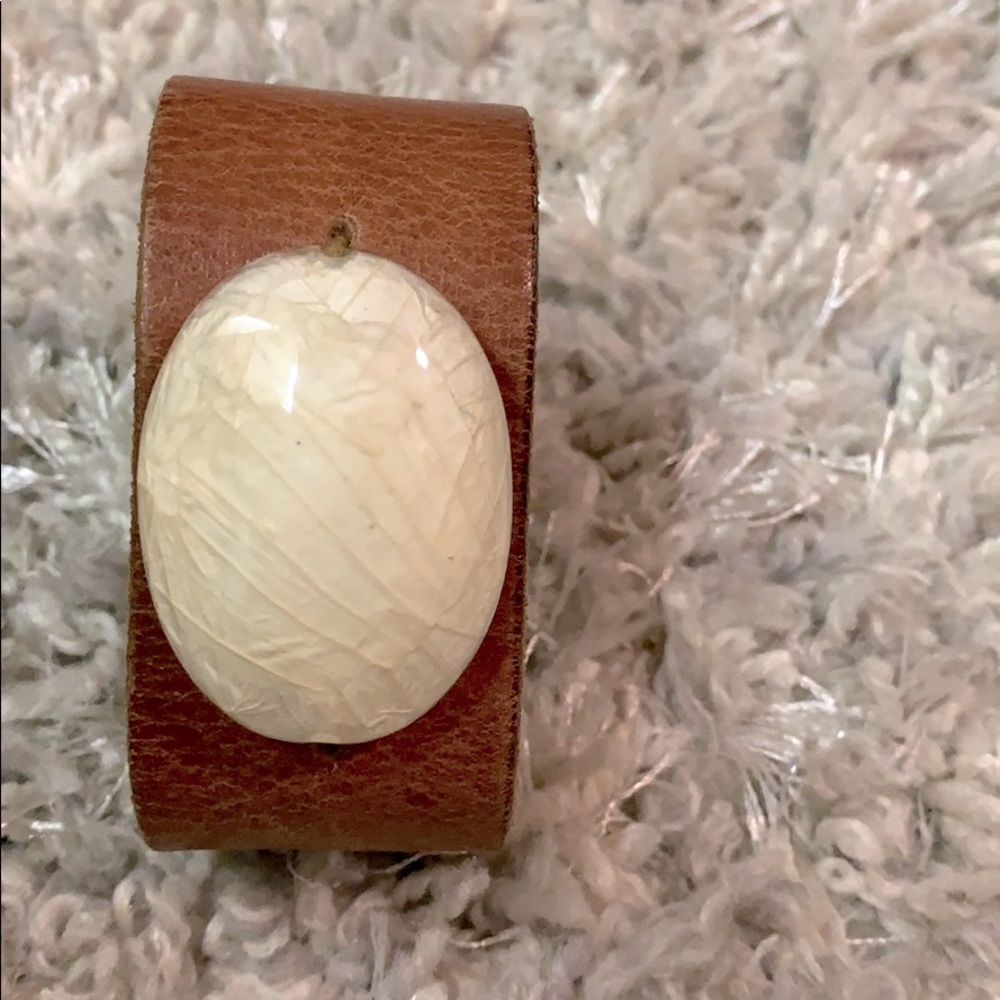 Handmade leather cuff bracelet.